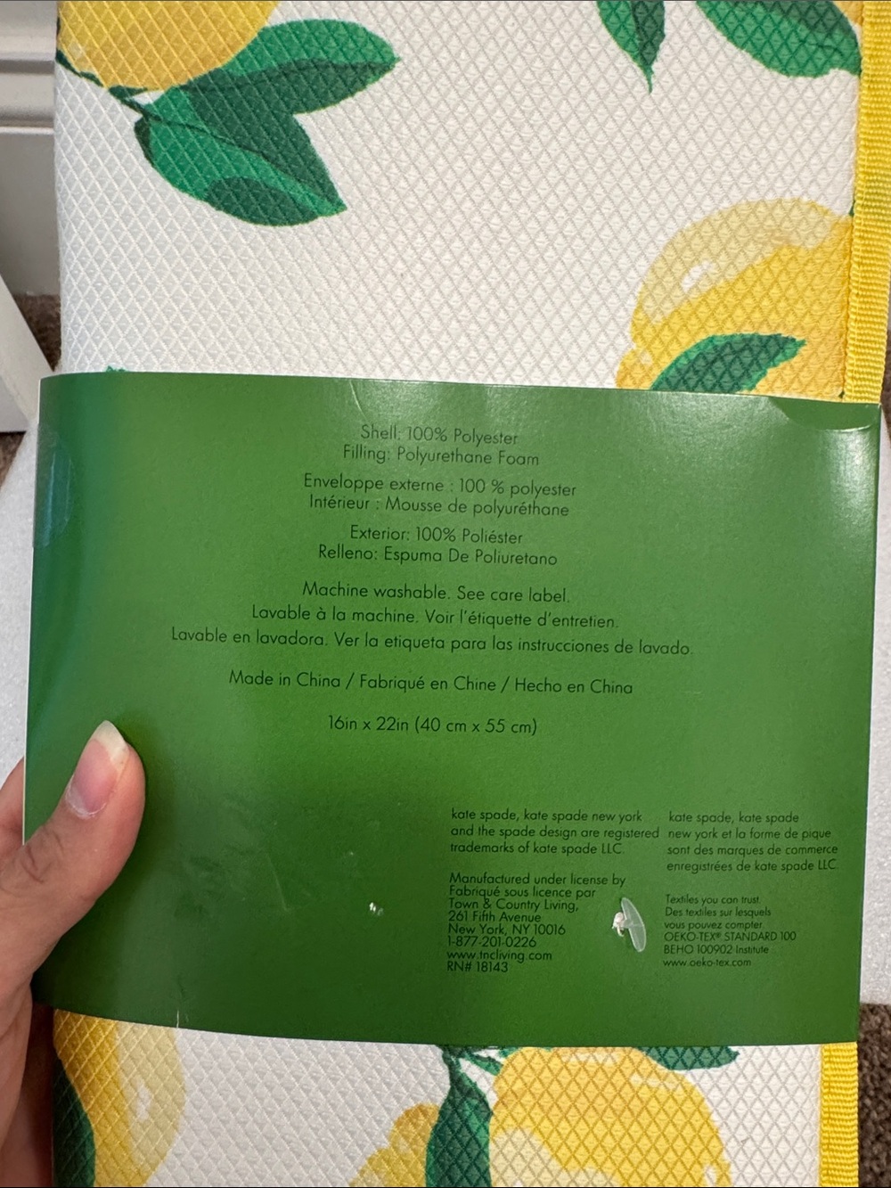 Kate spade lemon print reversible drying mats set of 2 16” x 22” NWT - Picture 3 of 4